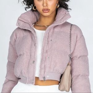 SOLD!! Princes Polly / cropped puffer jacket / light pink/ sherpa / BARELY WORN